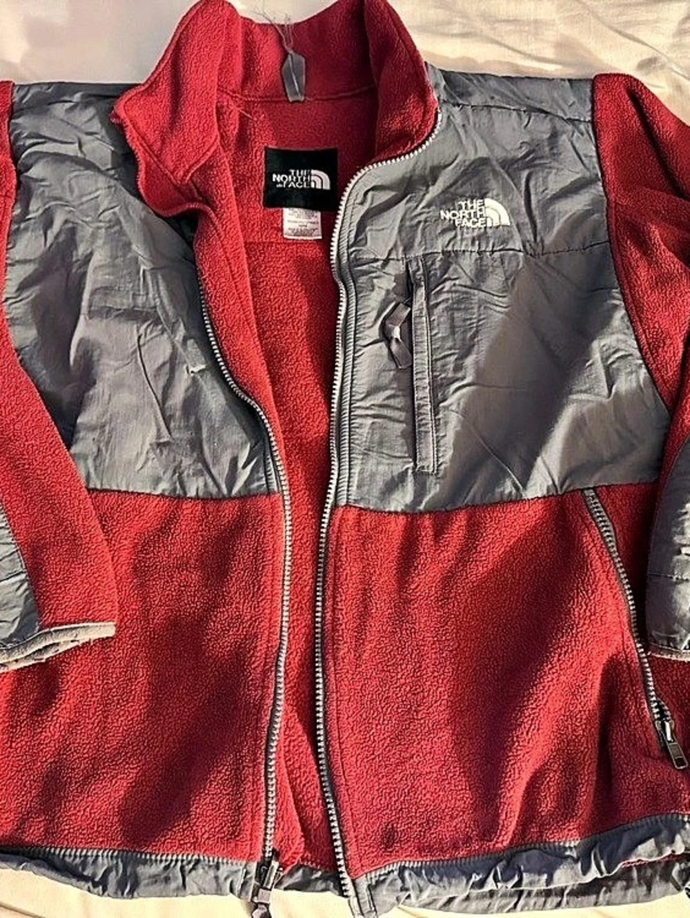 The North Face Red & Gray Fleece Vest Size Medium Like New, vintage